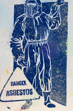 Image: GMHC - 'Danger Asbestos' relief in Hulme Park, Manchester