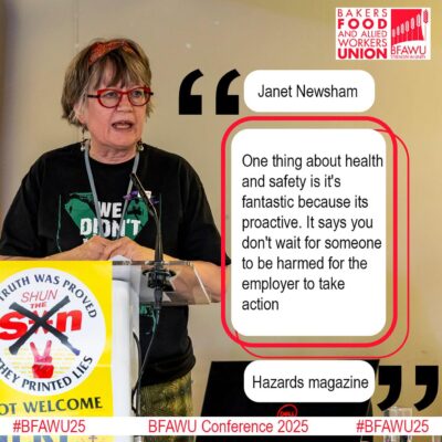 Janet Newsham Hazards Campaign (photo BFAWU)